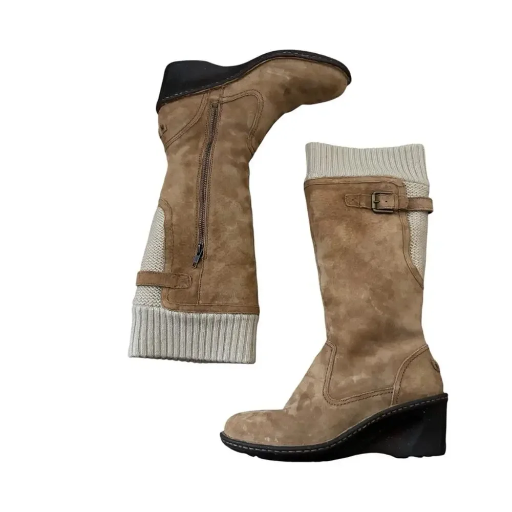 UGG Women’s Skyfall Suede Wedge Boots Chestnut Brown Size 9